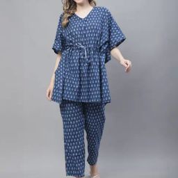 TAG 7 Blue Printed Kaftan Top With Pant Set-picture-31