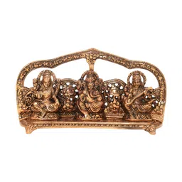 INTERNATIONAL GIFT Copper-Toned Laxmi Ganesh Saraswati Religious Idol Showpiece image 3