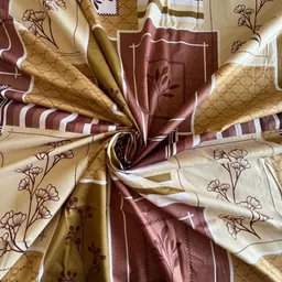 Threadwear Grey & Brown Floral 400 TC Bedsheet with 2 Pillow Covers image 2