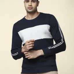Byford by Pantaloons Navy & Grey Regular Fit Colour Block Sweatshirt-picture-23