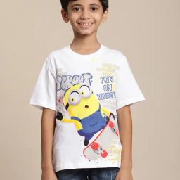 Kidsville Minions Printed White Tshirt For Boys-picture-24