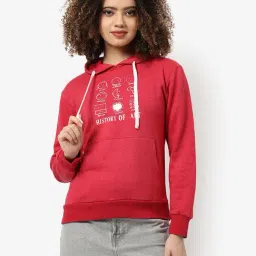 Campus Sutra Maroon Cotton Graphic Print Hoodie-picture-39