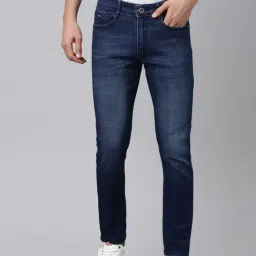 CINOCCI Dark Navy Cotton Slim Fit Jeans-picture-42
