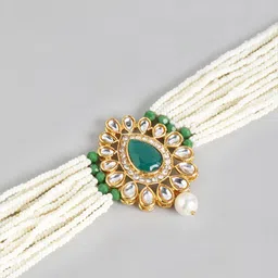 Anouk Gold-Plated Kundan Stone Studded Beaded Choker Jewellery Set image 2