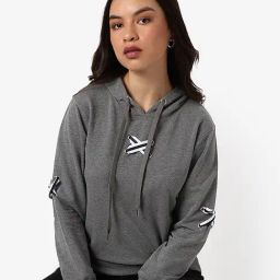 Campus Sutra Grey Cotton Textured Hoodie-picture-10