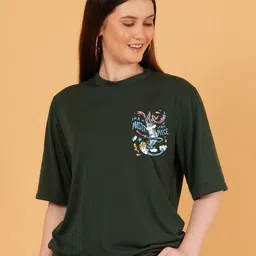 kintu parantu Women Typography Printed Round Neck Cotton Oversized T-shirt-image-24