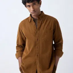 WES Casuals by Westside Tan Corduroy Relaxed-Fit Shirt-picture-31