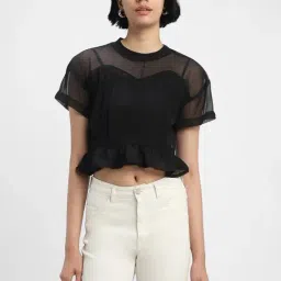 Forever 21 Black Self Pattern Crop Top-picture-39