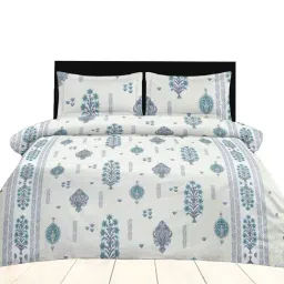 Ariana Garda Blue Cotton Floral 210 TC King Bedsheet with 2 Pillow Covers-image-24