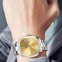 TWIXY Men Brass Dial & Stainless Steel Straps Analogue Watch TYW-007 GOLD image 2