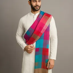 MUFFLY Men Woven Design Stole with Fringed Border-picture-37