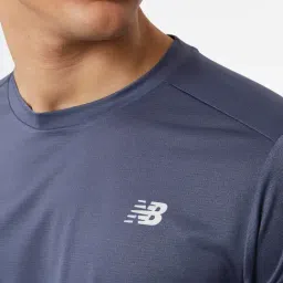 New Balance Blue Cotton Regular Fit Self Pattern Sports T-Shirt image 4