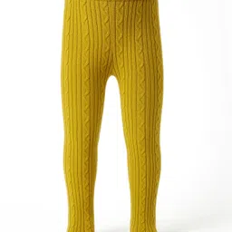 Babyhug Knit Footed Woollen Bootie Legging with Cable Knit Design - Yellow-picture-28