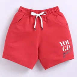 Kidcity Cotton Knit You Go Girl Text Printed Shorts - Red-picture-18