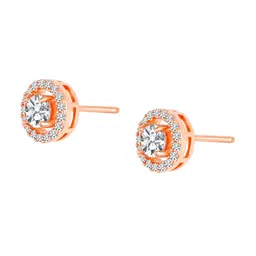 Peora Rose Gold-Plated Cubic Zirconia Studded Contemporary Studs image 3