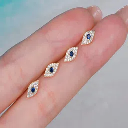 AQUASTREET Set Of 2 18K Gold-Plated Zircon Studded Contemporary Anti Tarnish Studs image 5