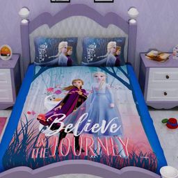 Athom Living Blue Cartoon Characters Printed 180 TC Pure Cotton King Bedsheet Set-picture-1