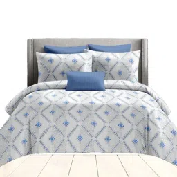 Ariana Garda Blue Cotton Geometric 210 TC King Bedsheet with 2 Pillow Covers-image-26