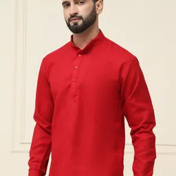SOJANYA Men Red Solid Straight Kurta image 5