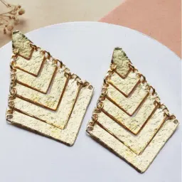 Priyaasi Stylish Solid Textured Golden Dangler Earrings-image-70