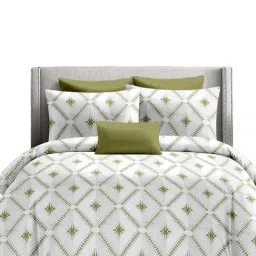 Ariana Garda Light Green Cotton Geometric 210 TC King Bedsheet with 2 Pillow Covers image 2