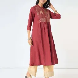 Rangmanch By Pantaloons Red Regular Fit Printed Kurta image 3
