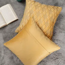 MONKDECOR Set Of 5 Yellow Velvet Square Cushion Covers image 3