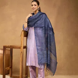 Fabindia Striped Woven Design Pure Silk Dupatta image 3