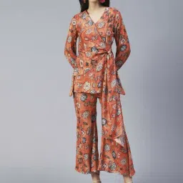 Fashor Orange Floral Print Co-Ord Set-image-19