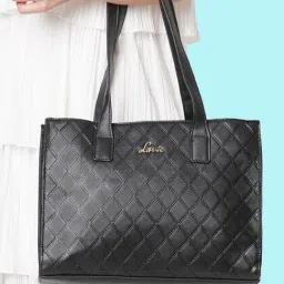 Lavie Rex Black Textured Medium Shoulder Handbag-image-0