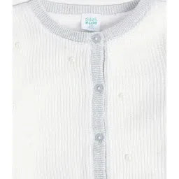 MINIKLUB Kids Off White Self Design Full Sleeves Sweater image 3