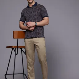 Louis Philippe Sport Floral Printed Polo Collar Pure Cotton Slim Fit T-shirt image 5