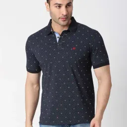 Dragon Hill Navy Slim Fit Printed Polo T-Shirt-picture-14
