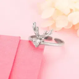 GIVA 92.5 Sterling Silver Deer Heart Ring for Women-picture-24