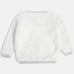 MINIKLUB Kids Off White Self Design Full Sleeves Sweater image 2