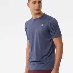 New Balance Blue Cotton Regular Fit Self Pattern Sports T-Shirt image 3