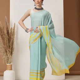 Silk Land Cotton Blend Saree With Unstitched Blouse Piece-image-56