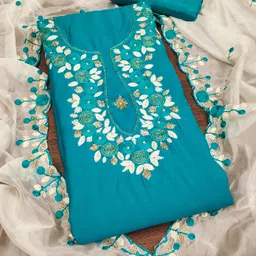 Maroosh Floral Embroidered Beads And Stones Unstitched Dress Material-image-2