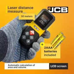 JCB Laser Distance Meter Plastic Included 2 × AAA Batteries Yellow ±3 mm Accuracy, JCB-LDM-30 image 2