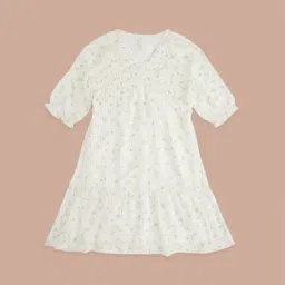 Pantaloons Junior Off-White Cotton Printed Dress-image-9