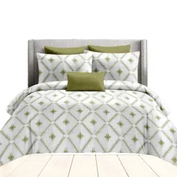 Ariana Garda Light Green Cotton Geometric 210 TC King Bedsheet with 2 Pillow Covers-image-37