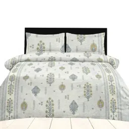 Ariana Garda Yellow Cotton Floral 210 TC King Bedsheet with 2 Pillow Covers-image-12