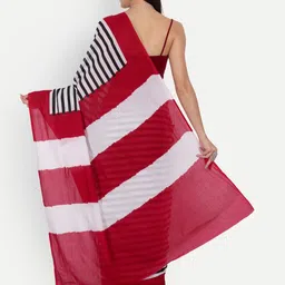 JAIPURI PRINT Striped Pure Cotton Saree image 3