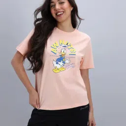 Zivame Peach Cotton Regular Fit Printed T-Shirt-picture-41