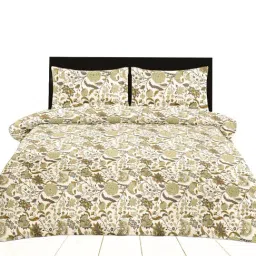 Ariana Garda Mustard Cotton Floral 210 TC King Bedsheet with 2 Pillow Covers-image-33
