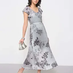 Annabelle By Pantaloons Off White Regular Fit Floral Print Formal Dress With Camisole image 4