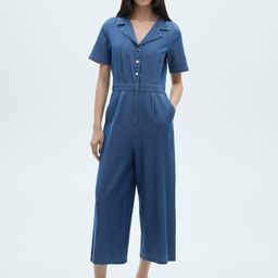 MANGO Pure Cotton Culotte Denim Jumpsuit-picture-29