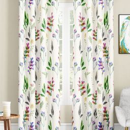 SEJ by Nisha Gupta Set of 2 Floral Eyelet Door Curtains - White-picture-0