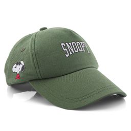 Babyhug Cotton Snoopy Embroidered Summer Cap - Olive Green-picture-33