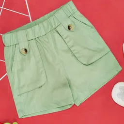 Pantaloons Baby Cotton Lycra Solid Shorts - Green-image-73